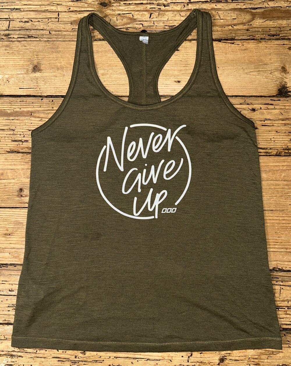Lorna Jane Women’s XS Slouchy Gym Tank “Never Give Up” EUC